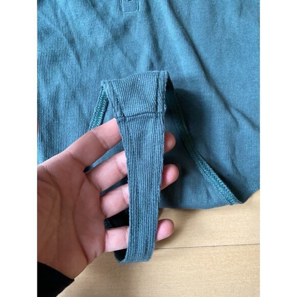 Open Edit BNWOT green henley bodysuit top sz large NEW long sleeve - Picture 3 of 6